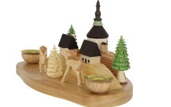 Knuth Neuber Auslaufartikel | Kerzenhalter Weihnachten*Weihnachtskerzenhalter Dorf mit Rehe von