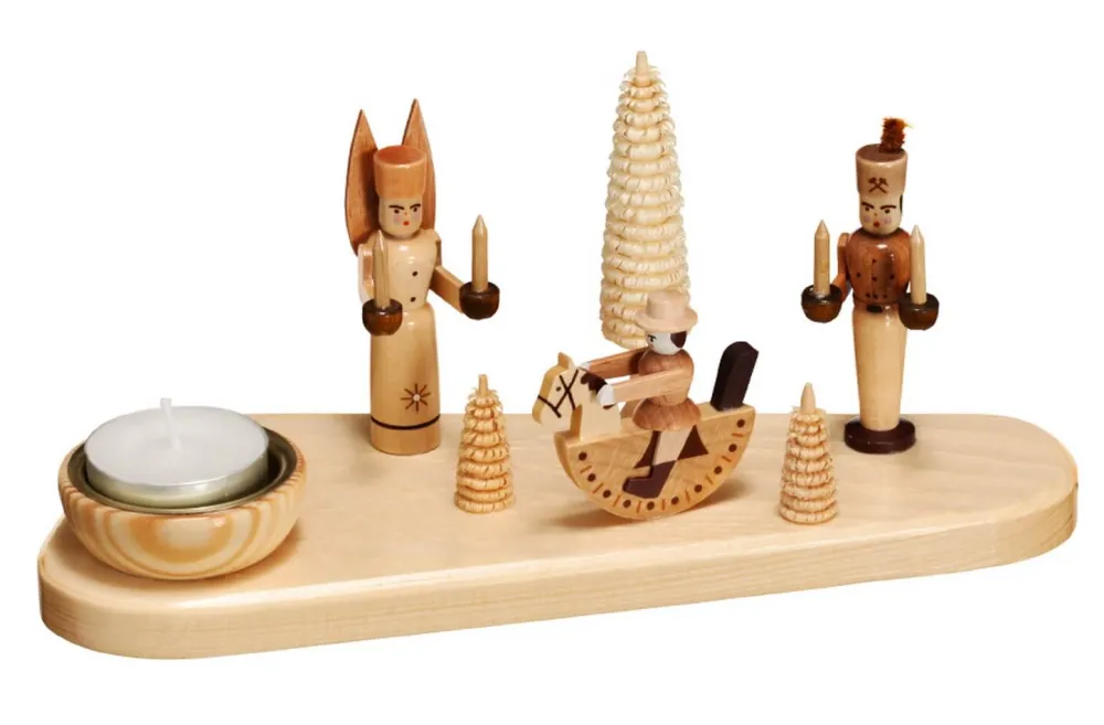 Volkskunstwerkstatt Eckert Kerzenhalter Weihnachten*Weihnachtskerzenhalter Engel, Bergmann, von Eckert