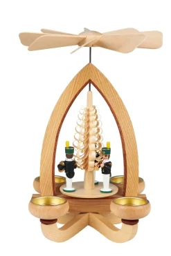 Heinz Lorenz Teelichtpyramiden*Weihnachtspyramide Bergleute für Teelichter, farbig, 28 cm von