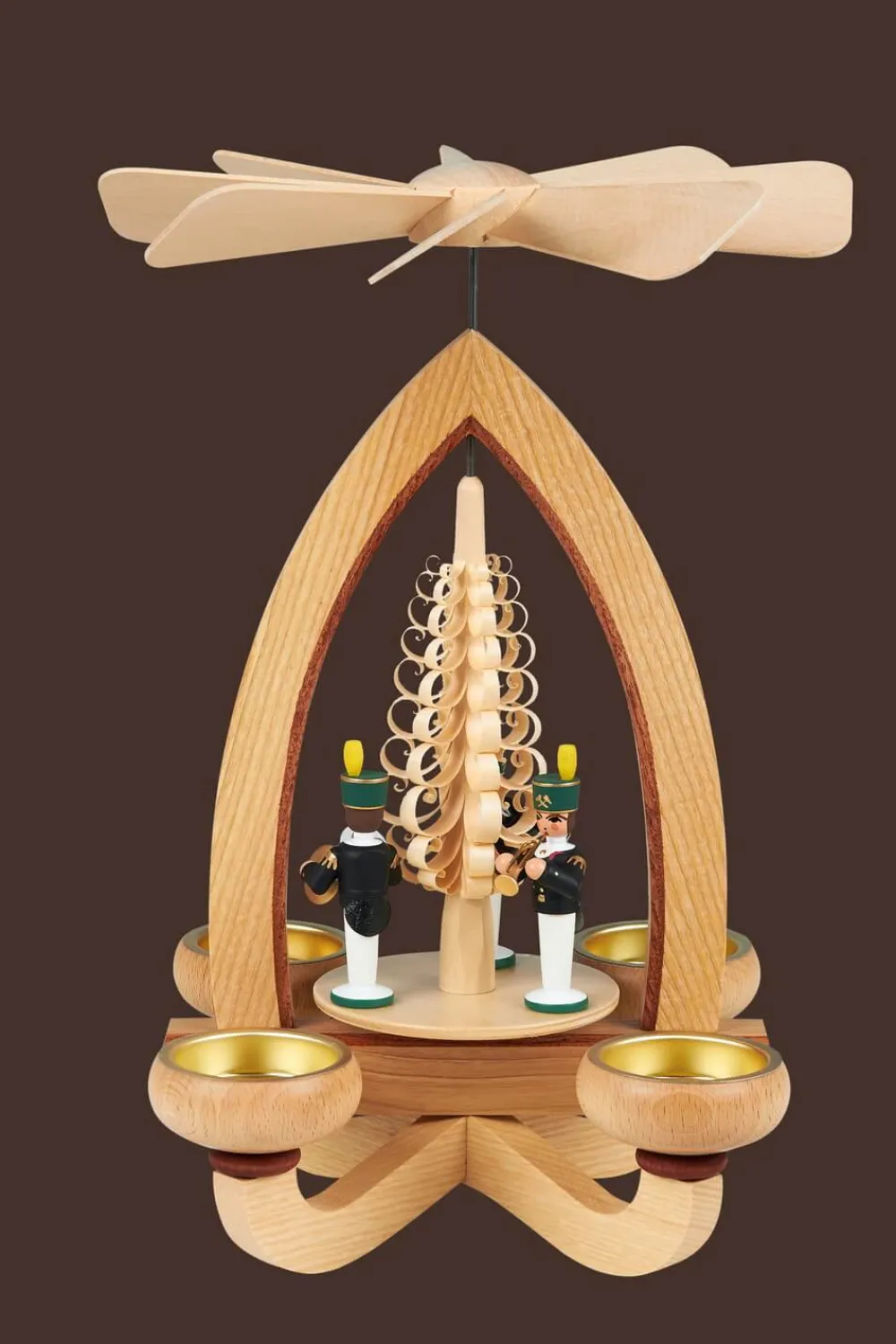 Heinz Lorenz Teelichtpyramiden*Weihnachtspyramide Bergleute für Teelichter, farbig, 28 cm von