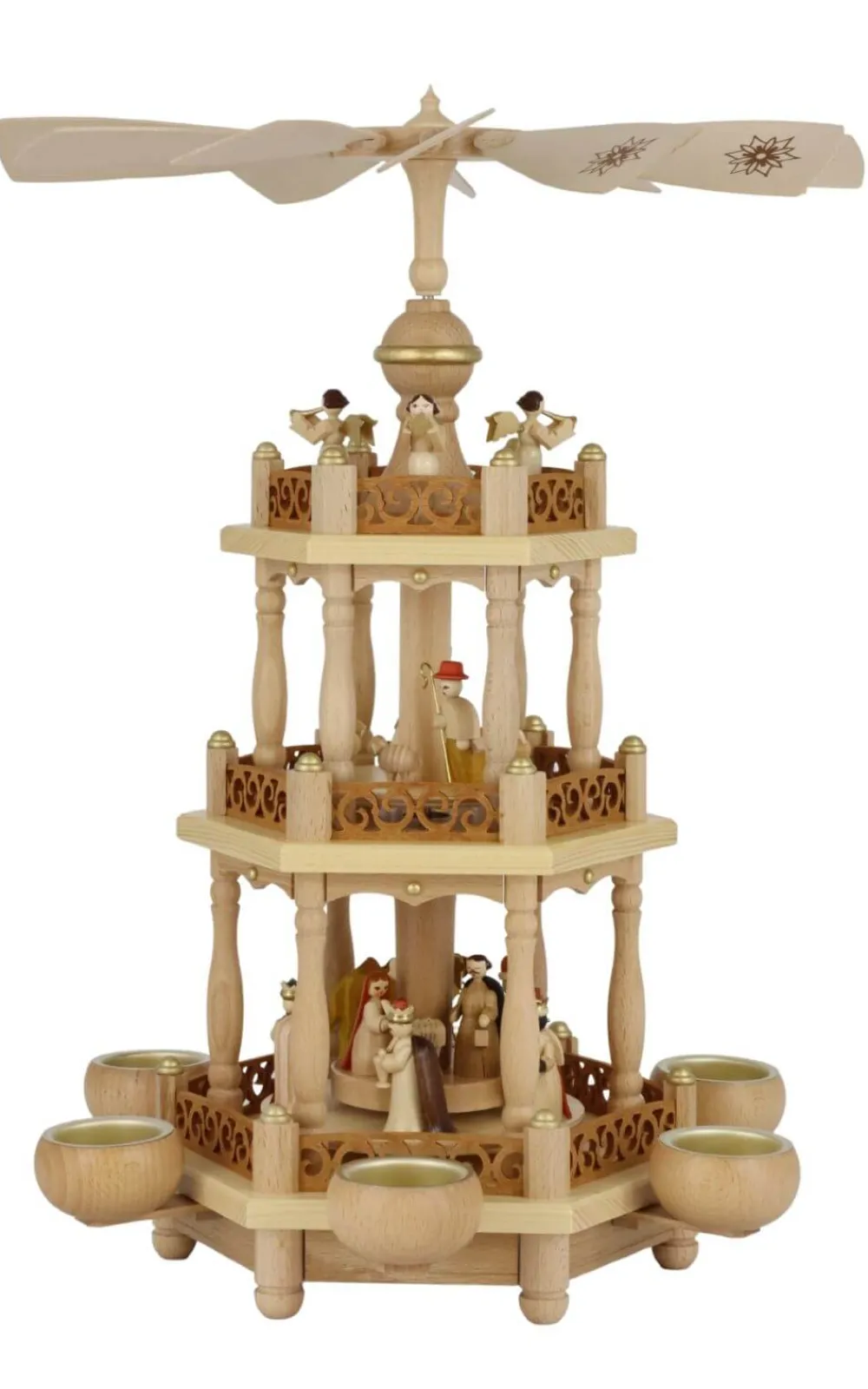 Richard Glässer GmbH Neuheiten | Weihnachtspyramiden*Weihnachtspyramide Christi Geburt, 3 – stöckig, 46 cm von Richard Glässer