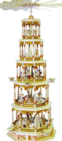 Richard Glässer GmbH Einzelstücke | Weihnachtspyramiden*Weihnachtspyramide Christi Geburt, 5- stöckig mit Spielwerk, 123 cm von Richard Glässer
