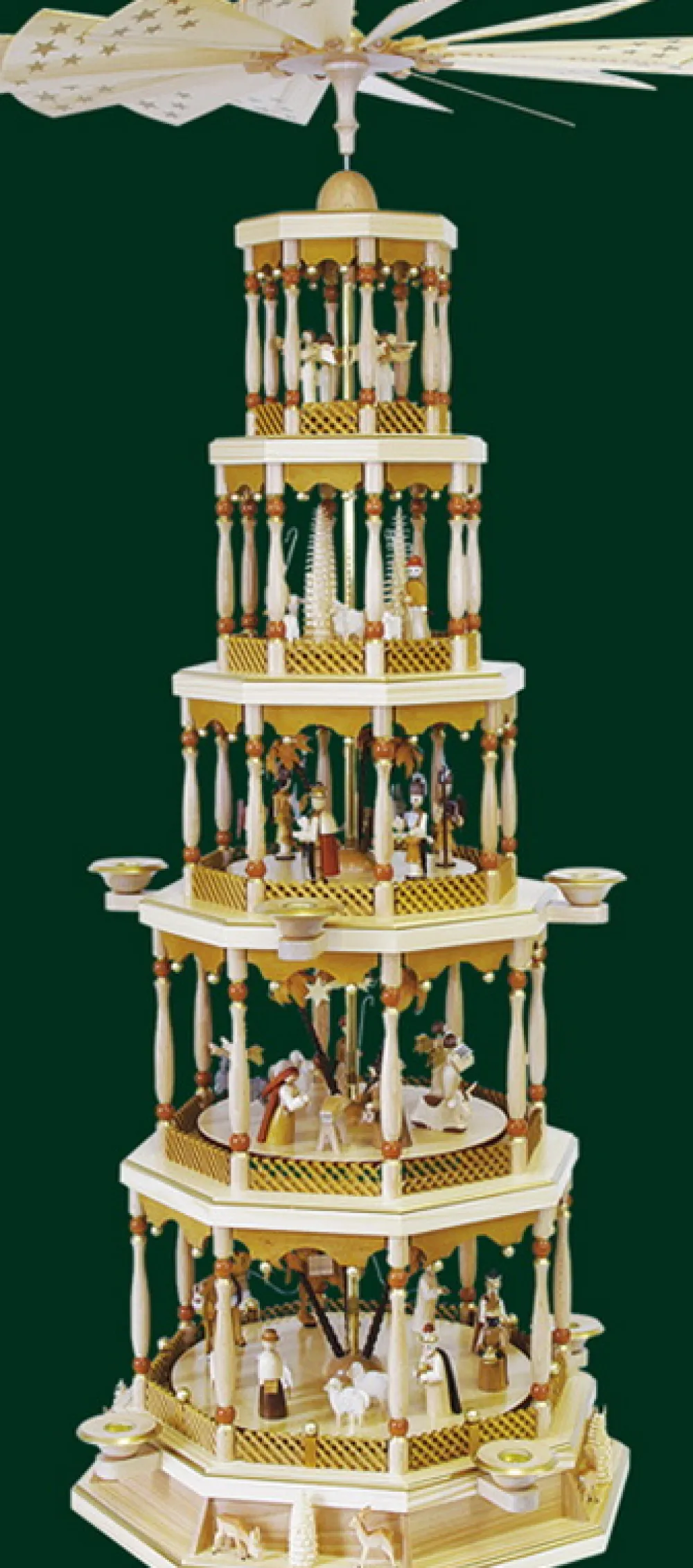 Richard Glässer GmbH Einzelstücke | Weihnachtspyramiden*Weihnachtspyramide Christi Geburt, 5- stöckig mit Spielwerk, 123 cm von Richard Glässer