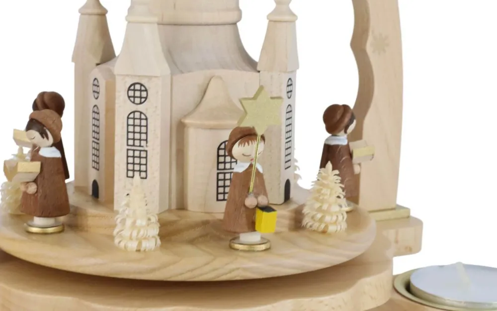 Richard Glässer GmbH Weihnachtspyramiden*Weihnachtspyramide Dresdner Frauenkirche mit Kurrende, 27 cm von Richard Glässer