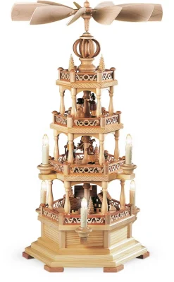Müller Kleinkunst Einzelstücke | Weihnachtspyramiden*Weihnachtspyramide Erzgebirgsmotiv, 3 – stöckig, elektrisch, 60 cm von