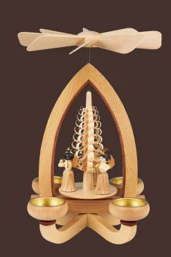 Heinz Lorenz Weihnachtspyramiden*Weihnachtspyramide Faltenrockengel für Teelichte, 28 cm von