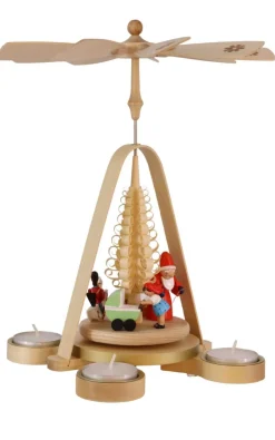 Richard Glässer GmbH Auslaufartikel | Weihnachtspyramiden*Weihnachtspyramide für Teelichte mit Bescherung, 28 cm von Richard Glässer