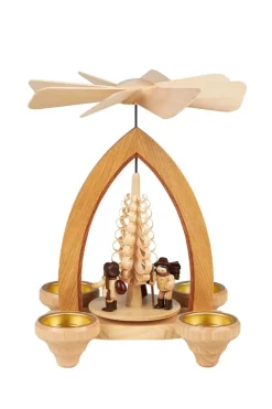 Heinz Lorenz Neuheiten | Teelichtpyramiden*Weihnachtspyramide für Teelichte mit Waldleute, 26 cm von