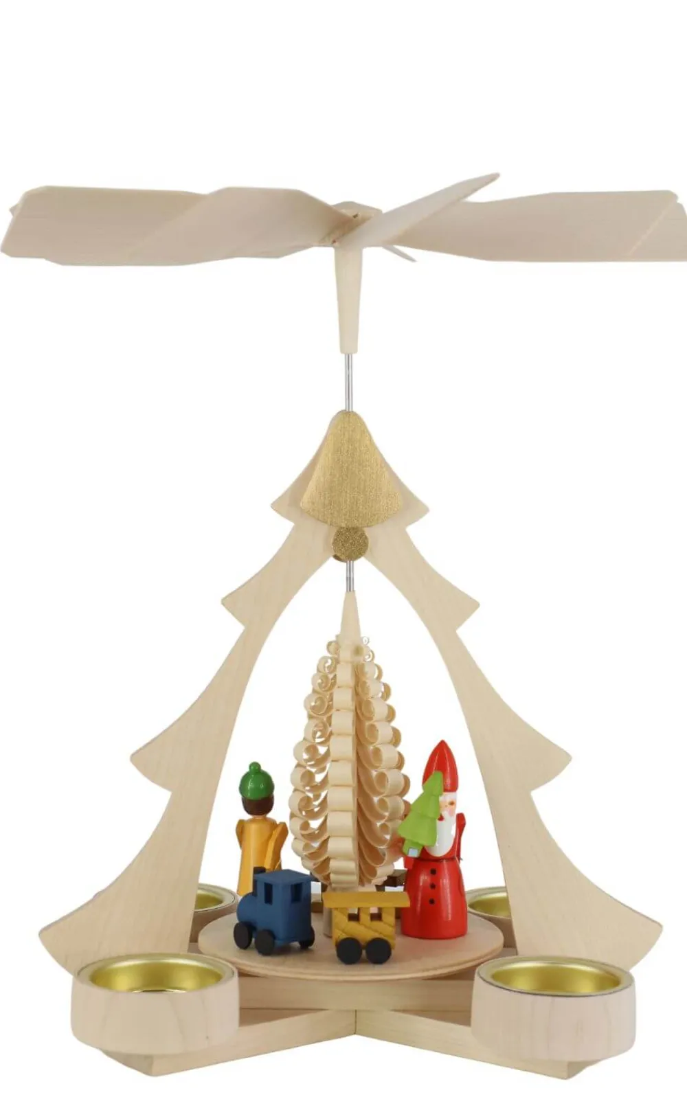 Zenker Neuheiten | Teelichtpyramiden*Weihnachtspyramide für Teelichte Bescherung, natur, 28 cm von Ralf