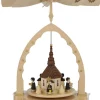 Richard Glässer GmbH Neuheiten | Weihnachtspyramiden*Weihnachtspyramide für Teelichte mit Seiffener Kirche und Kurrende von Richard Glässer