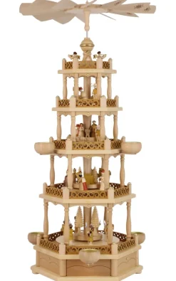 Richard Glässer GmbH Einzelstücke | Weihnachtspyramiden*Weihnachtspyramide für Teelichte Heilige Geschichte, 5 - stöckig, 74 cm von Richard Glässer