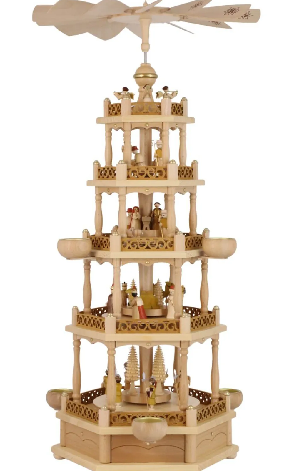 Richard Glässer GmbH Einzelstücke | Weihnachtspyramiden*Weihnachtspyramide für Teelichte Heilige Geschichte, 5 - stöckig, 74 cm von Richard Glässer