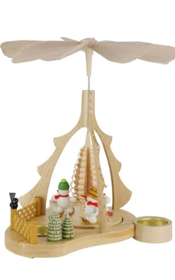 Zenker Neuheiten | Teelichtpyramiden*Weihnachtspyramide für Teelichte mit Schneemänner, 26 cm, von Ralf
