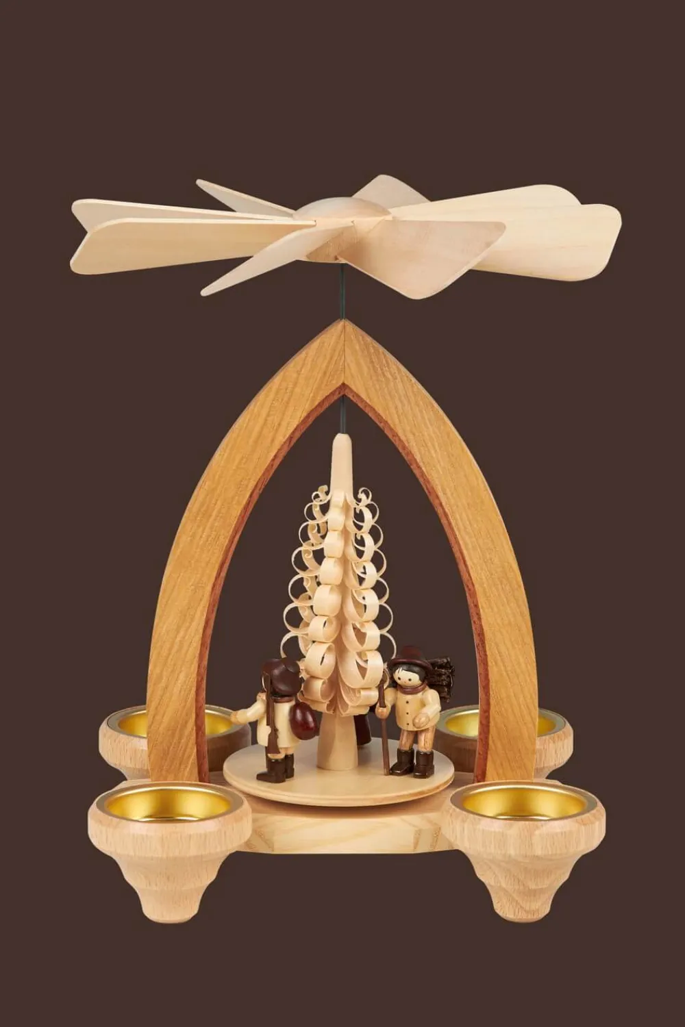Heinz Lorenz Neuheiten | Teelichtpyramiden*Weihnachtspyramide für Teelichte mit Waldleute, 26 cm von