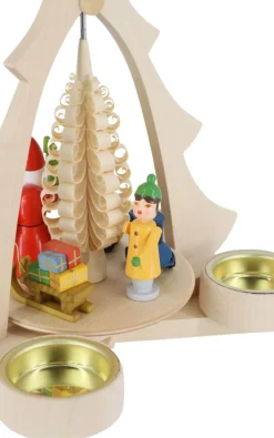Zenker Neuheiten | Teelichtpyramiden*Weihnachtspyramide für Teelichte Bescherung, natur, 28 cm von Ralf