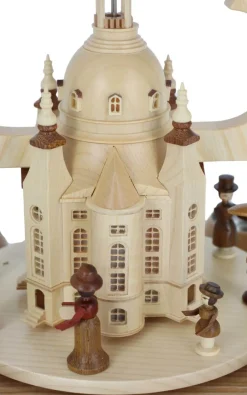 Müller Kleinkunst Einzelstücke | Weihnachtspyramiden*Weihnachtspyramide für Teelichte mit LED Frauenkirche, 36 cm von