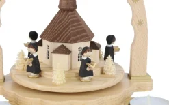 Richard Glässer GmbH Neuheiten | Weihnachtspyramiden*Weihnachtspyramide für Teelichte mit Seiffener Kirche und Kurrende von Richard Glässer