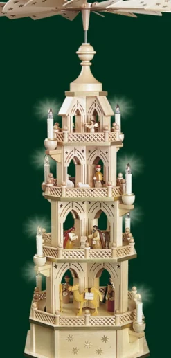 Richard Glässer GmbH Einzelstücke | Weihnachtspyramiden*Weihnachtspyramide Gotik Christi Geburt, 4 - stöckig, elektrisch von Richard Glässer