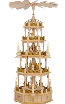 Richard Glässer GmbH Einzelstücke | Neuheiten*Weihnachtspyramide Heilige Geschichte, 5 - stöckig, elektrisch, 75 cm von Richard Glässer