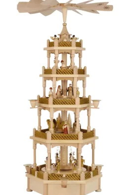 Richard Glässer GmbH Einzelstücke | Weihnachtspyramiden*Weihnachtspyramide Heilige Geschichte mit Spielwerk, 70 cm, von Richard Glässer