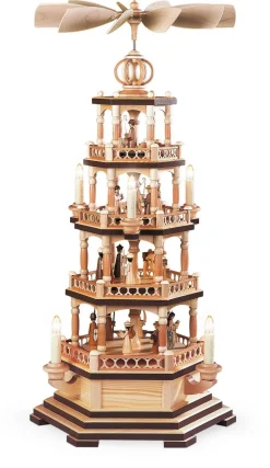 Müller Kleinkunst Einzelstücke | Weihnachtspyramiden*Weihnachtspyramide Heilige Geschichte, 4 - stöckig, elektrisch, 230 V, 70 cm von