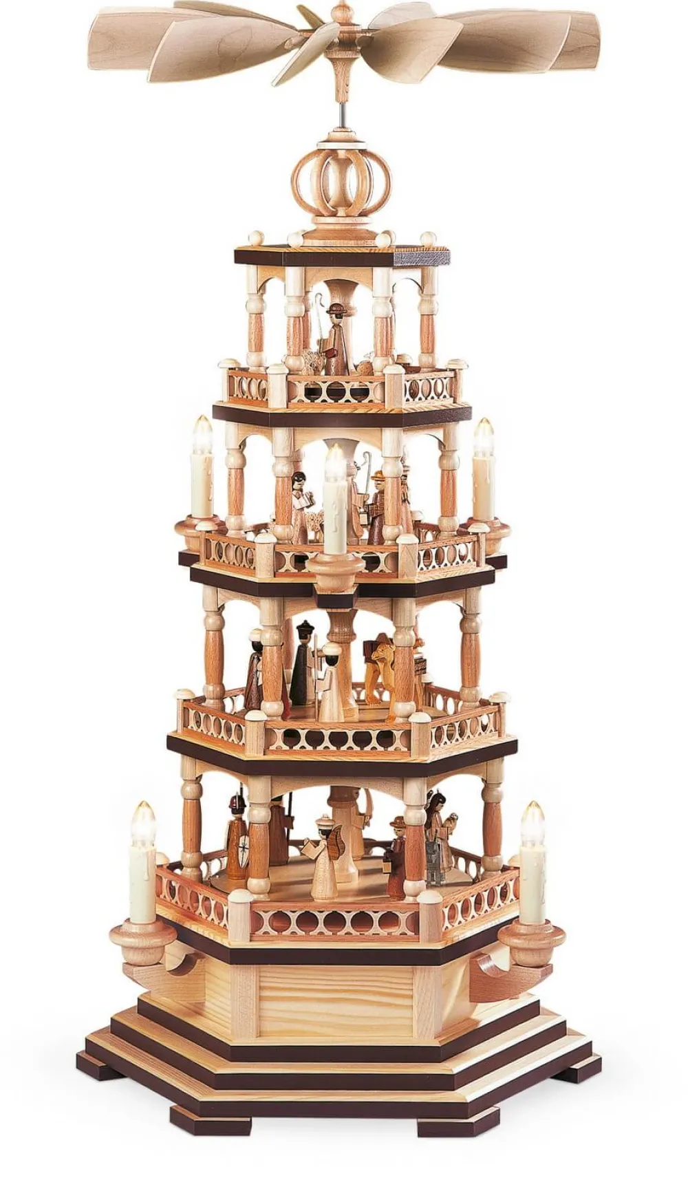 Müller Kleinkunst Einzelstücke | Weihnachtspyramiden*Weihnachtspyramide Heilige Geschichte, 4 - stöckig, elektrisch, 230 V, 70 cm von
