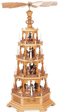 Müller Kleinkunst Einzelstücke | Weihnachtspyramiden*Weihnachtspyramide Heilige Geschichte, 4 - stöckig, elektrisch, 230 V, 122 cm von