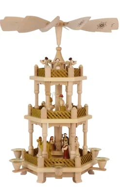 Richard Glässer GmbH Neuheiten | Bestseller*Weihnachtspyramide Heilige Geschichte, 3 – stöckig, 40 cm von Richard Glässer
