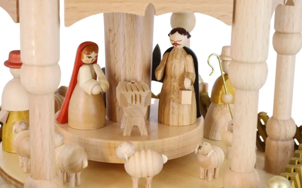 Richard Glässer GmbH Einzelstücke | Weihnachtspyramiden*Weihnachtspyramide Heilige Geschichte mit Spielwerk, 70 cm, von Richard Glässer