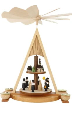 Knuth Neuber Auslaufartikel*Weihnachtspyramide Kurrende und Seiffener Dorf, 2 - stöckig von