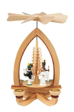 Heinz Lorenz Neuheiten | Weihnachtspyramiden*Weihnachtspyramide Lichterengel und Bergmann, farbig, 28 cm von