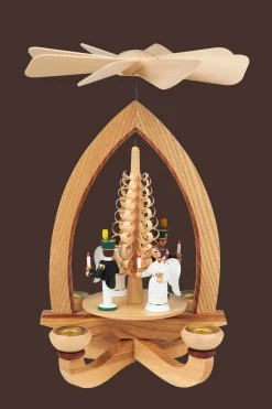 Heinz Lorenz Neuheiten | Weihnachtspyramiden*Weihnachtspyramide Lichterengel und Bergmann, farbig, 28 cm von