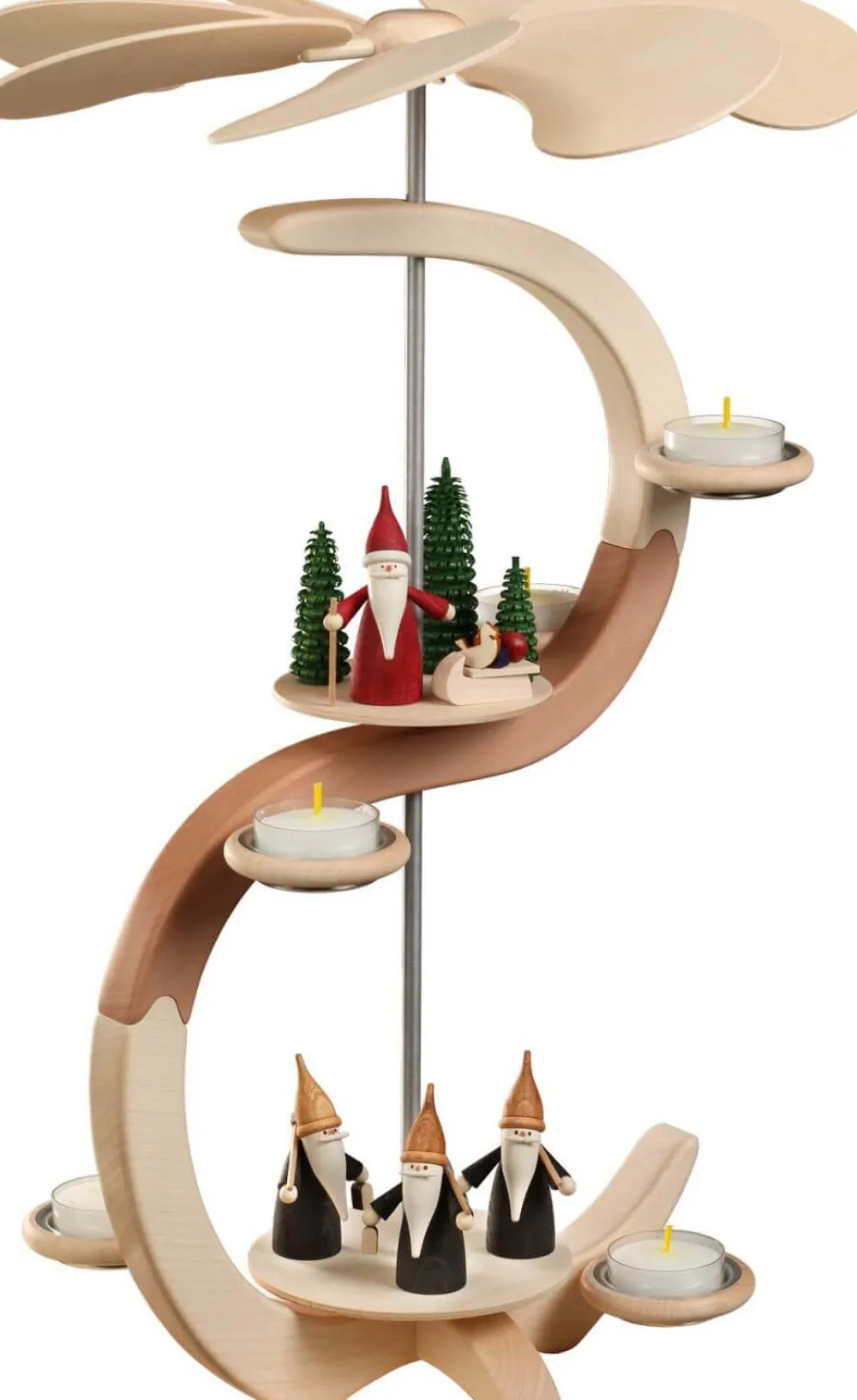 Seiffener Volkskunst eG Weihnachtspyramiden*Weihnachtspyramide mit Bergwichtel und Weihnachtswichtel, S-Form von Seiffener Volkskunst