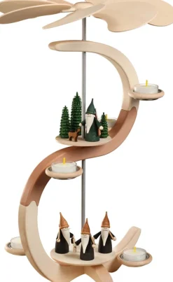 Seiffener Volkskunst eG Weihnachtspyramiden*Weihnachtspyramide mit Bergwichtel und Jägerwichtel, S-Form von Seiffener Volkskunst