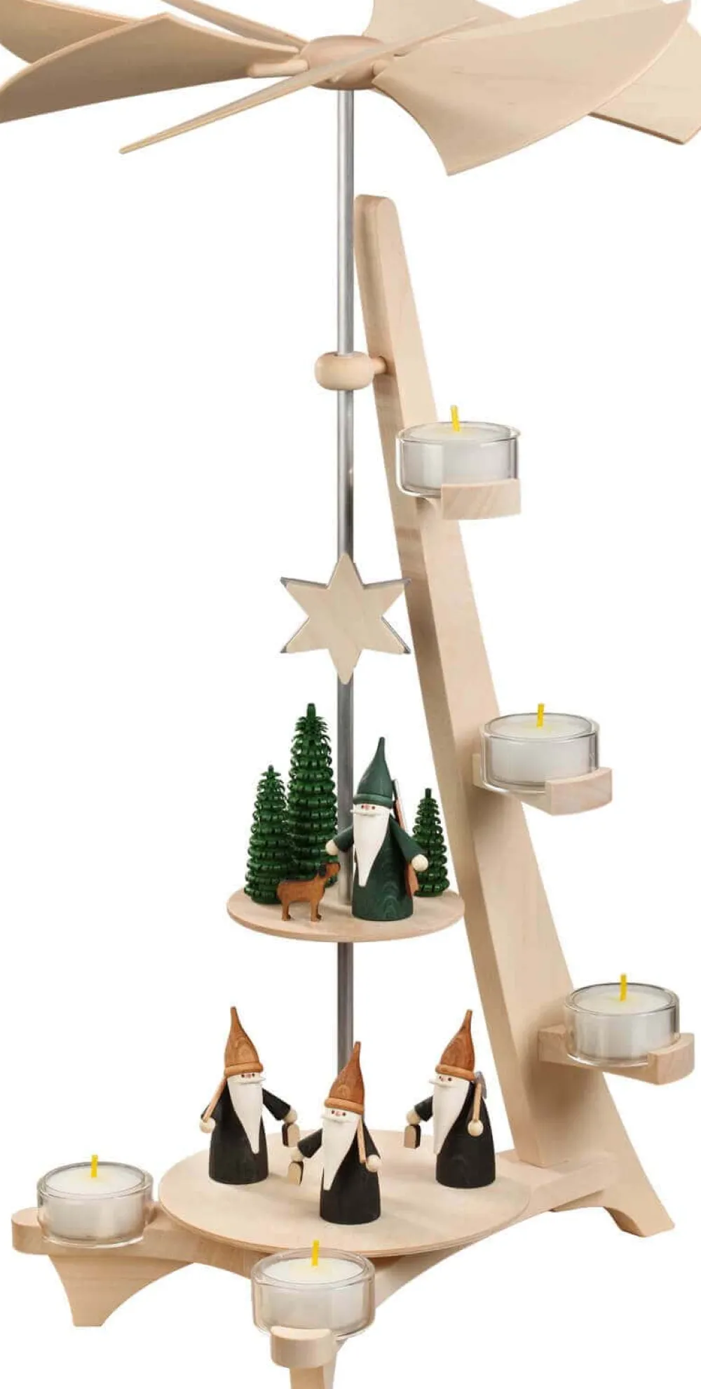 Seiffener Volkskunst eG Weihnachtspyramiden*Weihnachtspyramide mit Bergwichtel und Jägerwichtel, L-Form von Seiffener Volkskunst