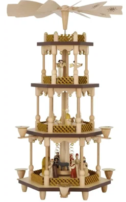 Richard Glässer GmbH Auslaufartikel | Weihnachtspyramiden*Weihnachtspyramide mit Christi Geburt, 3 – stöckig, 54 cm von Richard Glässer