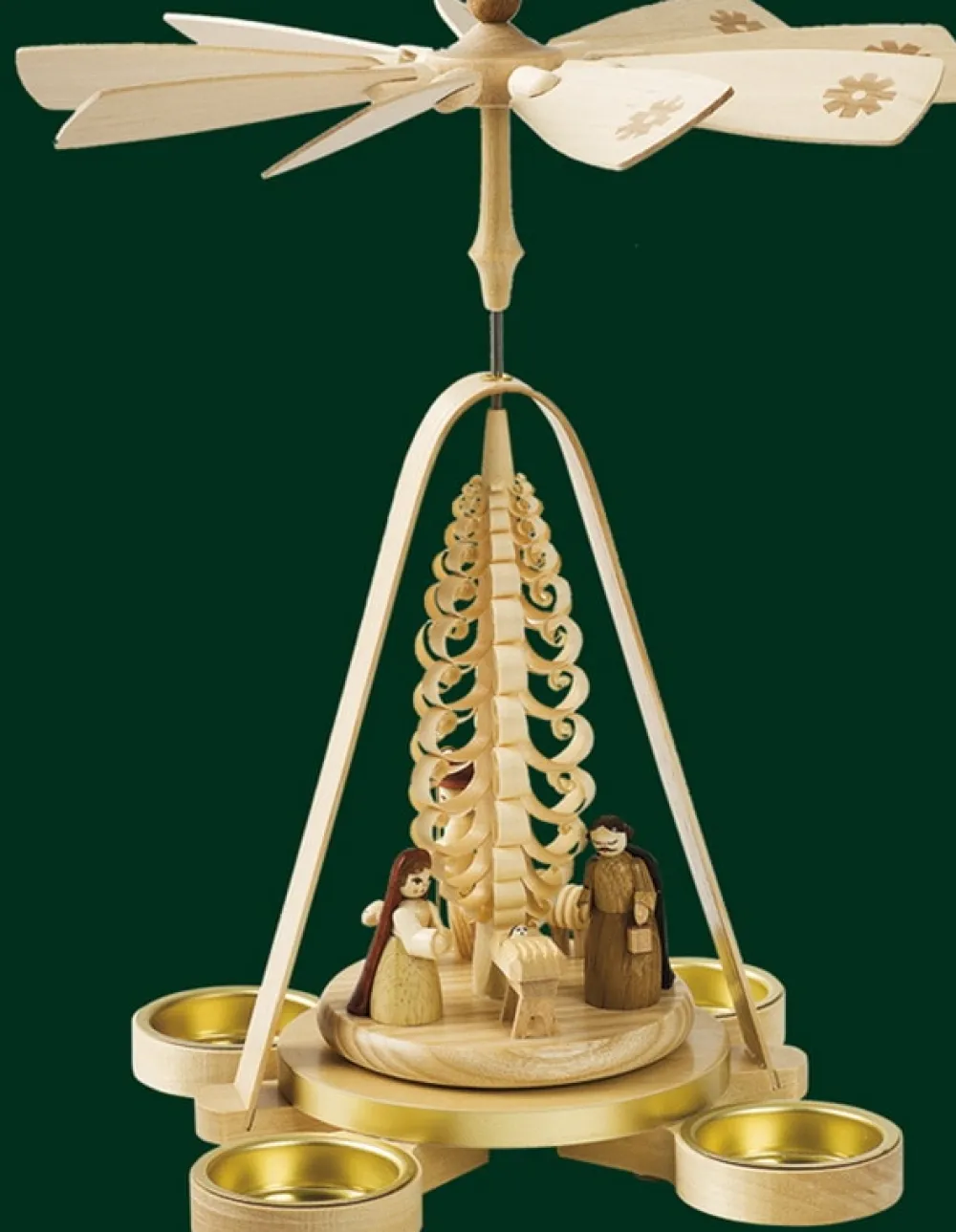Richard Glässer GmbH Weihnachtspyramiden*Weihnachtspyramide mit Christi Geburt für Teelichte, 28 cm von Richard Glässer