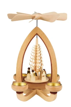 Heinz Lorenz Teelichtpyramiden | Weihnachtspyramiden*Weihnachtspyramide mit Engel für Teelichter, 28 cm von