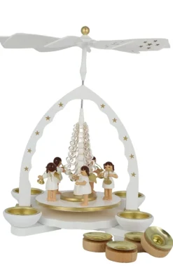 Richard Glässer GmbH Bestseller | Auslaufartikel*Weihnachtspyramide mit Engel für Teelichte und Kerzen, weiß, 27 cm von Richard Glässer