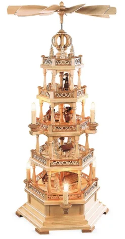 Müller Kleinkunst Einzelstücke | Weihnachtspyramiden*Weihnachtspyramide mit Erzgebirgsmotiv, 5 – stöckig, elektrisch, 71 cm von