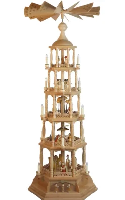Richard Glässer GmbH Einzelstücke | Weihnachtspyramiden*Weihnachtspyramide mit Heiliger Geschichte, 5 - stöckig, elektrisch, 140 cm von Richard Glässer