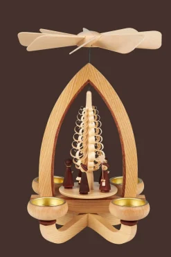 Heinz Lorenz Weihnachtspyramiden*Weihnachtspyramide mit Kurrende für Teelichte, 28 cm von
