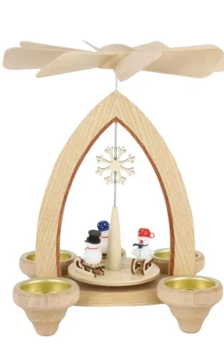 Heinz Lorenz Weihnachtspyramiden*Weihnachtspyramide mit Schneemann auf Schlitten, 24 cm von