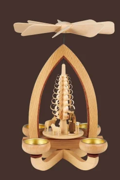 Heinz Lorenz Teelichtpyramiden | Weihnachtspyramiden*Weihnachtspyramide mit Schafen für Teelichter, 28 cm von