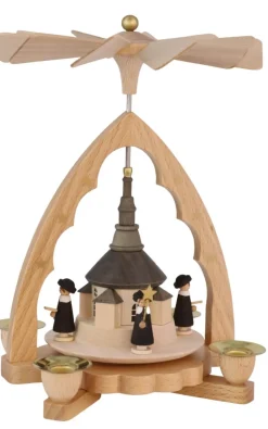 Richard Glässer GmbH Neuheiten | Weihnachtspyramiden*Weihnachtspyramide mit Seiffener Kirche, 19 cm, von Richard Glässer