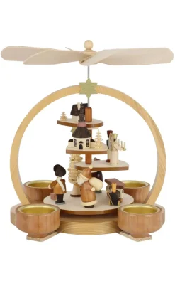 Knuth Neuber Neuheiten*Weihnachtspyramide mit Seiffener Motiv für Teelichte, 22 cm, von