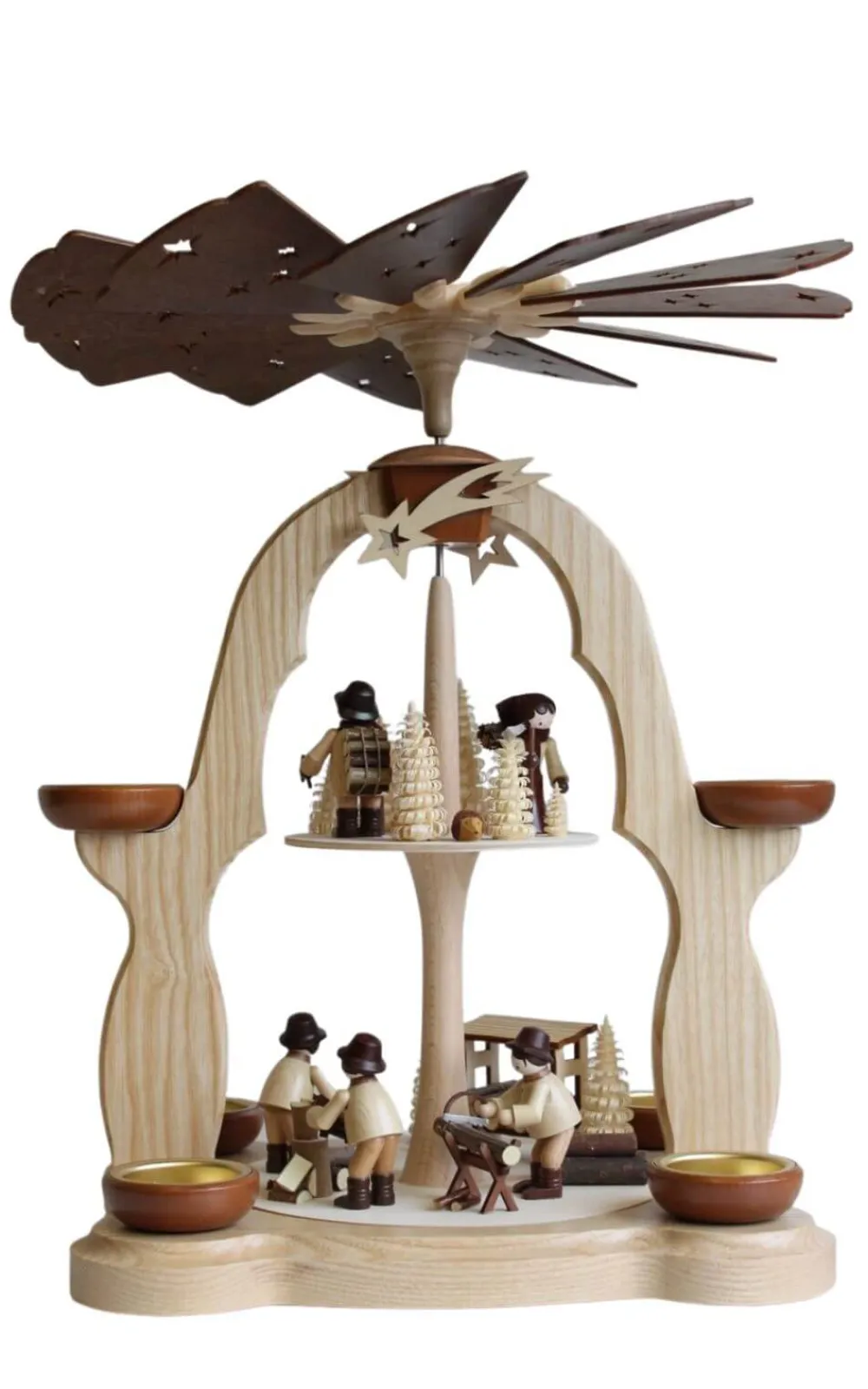 Legler Holz- und Drechslerwaren HODREWA Weihnachtspyramiden*Weihnachtspyramide mit Waldarbeitern, 2-stöckig von Legler
