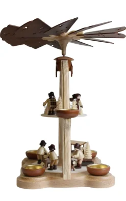 Legler Holz- und Drechslerwaren HODREWA Weihnachtspyramiden*Weihnachtspyramide mit Waldarbeitern, 2-stöckig von Legler