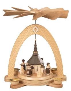 Albin Preißler Neuheiten | Weihnachtspyramiden*Weihnachtspyramide Seiffener Kirche mit Kurrende, , 28 cm von