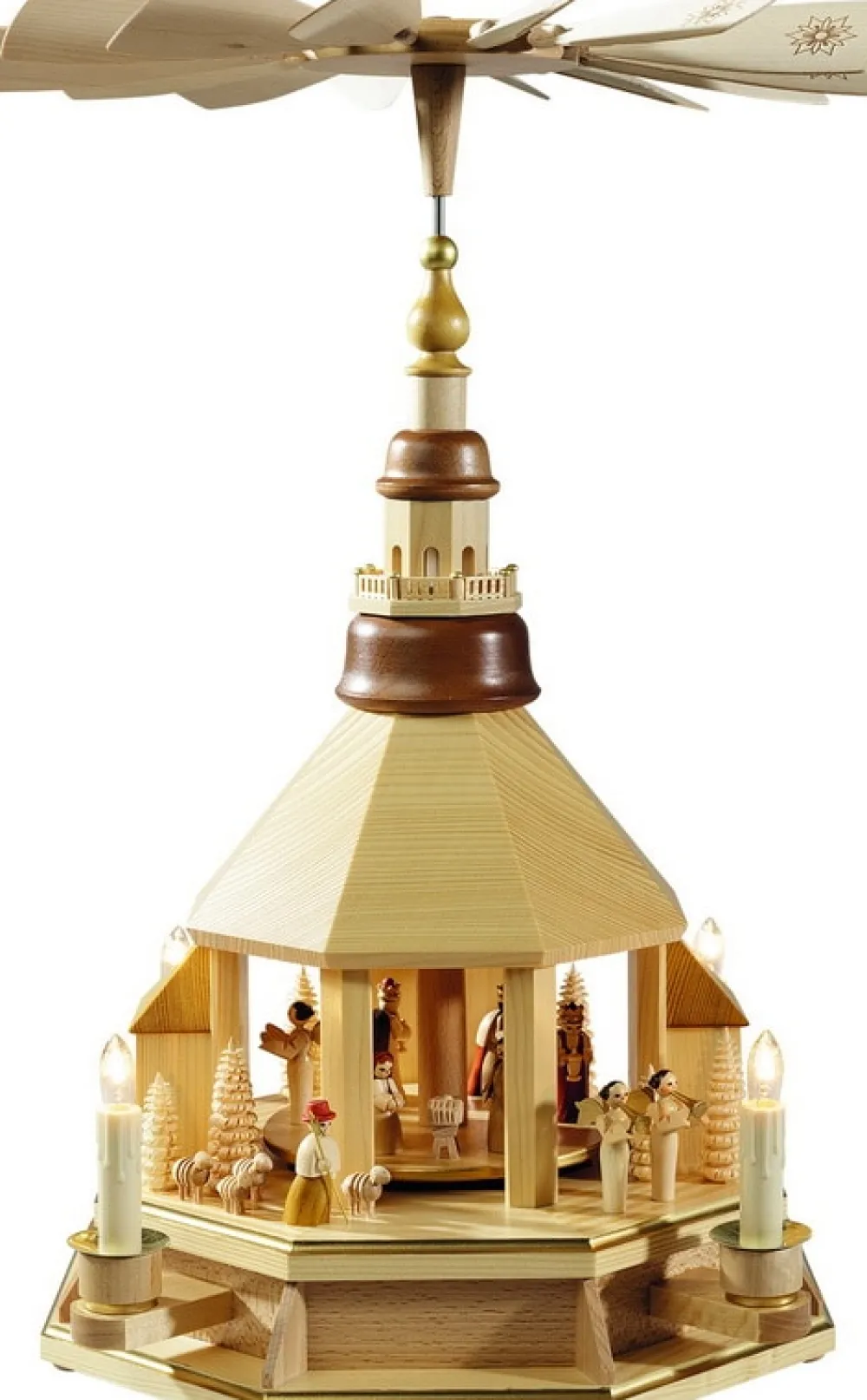 Richard Glässer GmbH Einzelstücke | Weihnachtspyramiden*Weihnachtspyramide Seiffener Kirche mit Christi Geburt, elektrisch von Richard Glässer